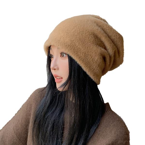 Mink Pile Cap Plush Pullover Hat KHAKI - varastossa khaki