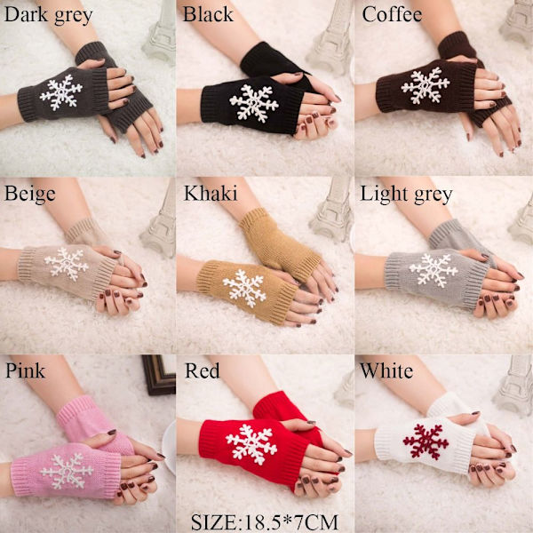 Stickade Handskar Half Finger Handskar VIT - high quality white