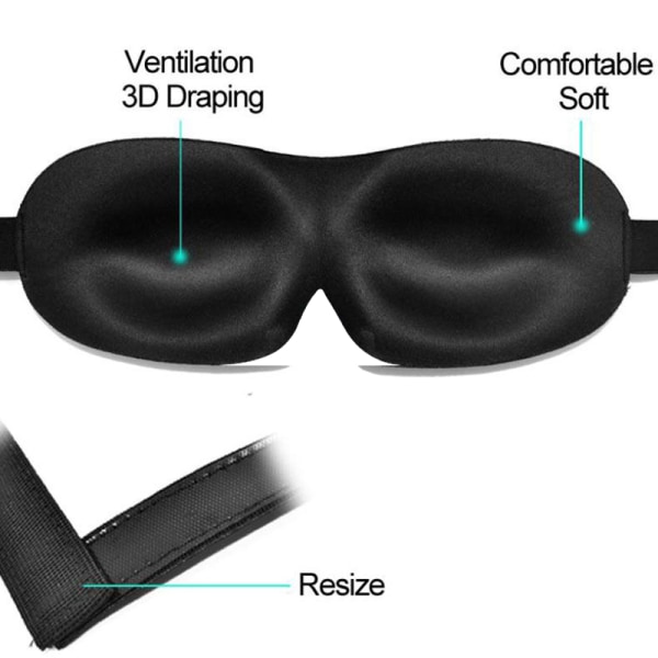 3D Eye Patch Sovmask / Bekväm mjuk / Resor / Svart - spot försäljning