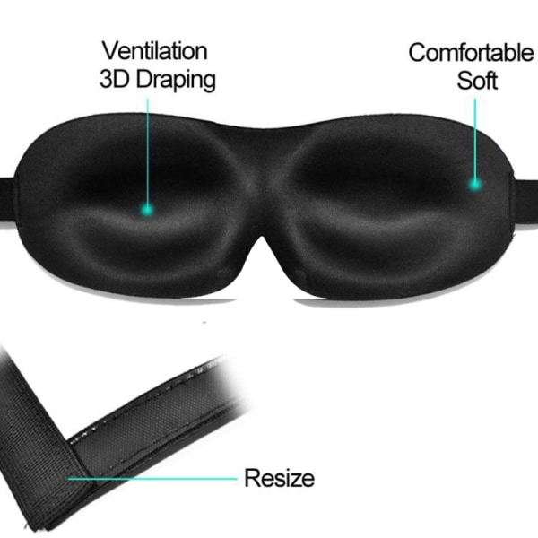 3D Ögonmask/Sovmask/Comfy Soft/Rese/Svart - stock black 3pcs