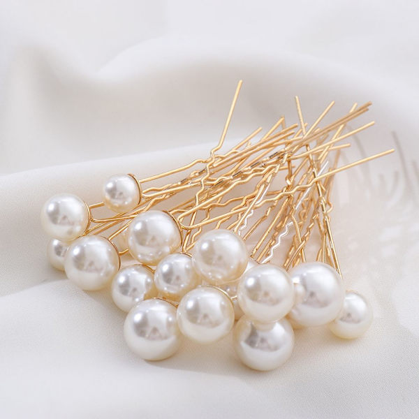 16 st/pack Pearl hårnålar U-form hårklämma GULD - on stock