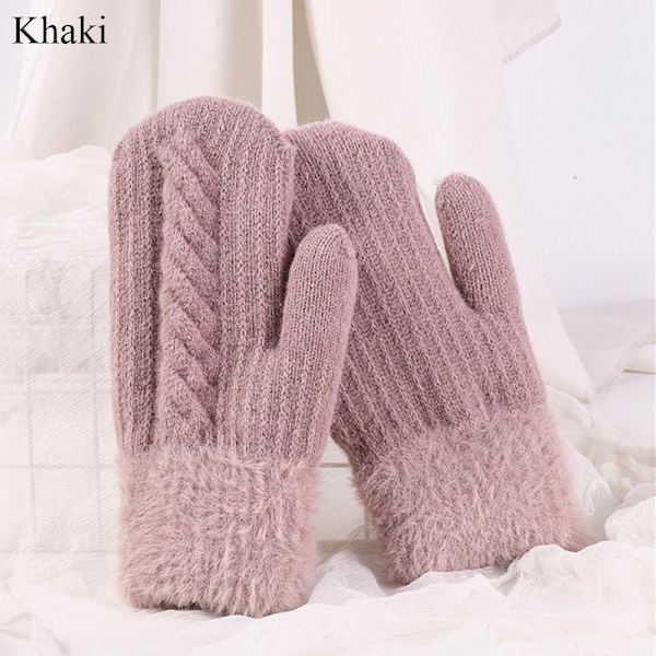 Knitted Gloves Full Fingers Gloves KHAKI - spot-ale khaki