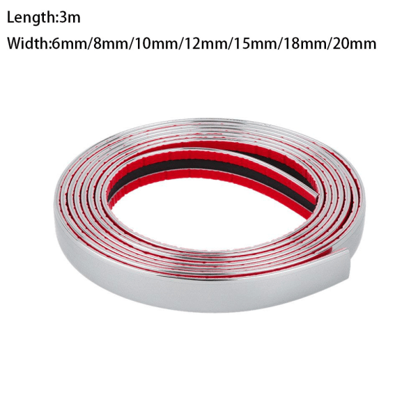 Car Body Chrome Strip Molding Trim Adhesive Sticker 15MM - on stock 15mm