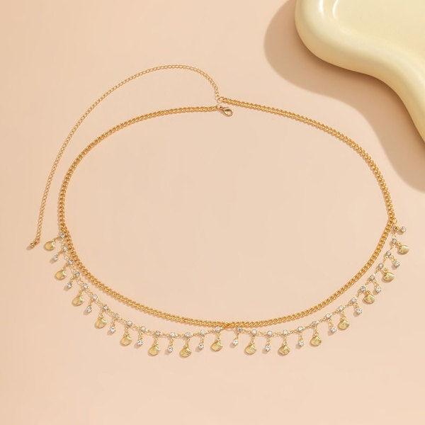 Rhinestone midjekedja Crystal Belly Body Chain SHELL - spot försäljning