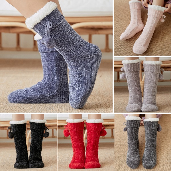 Dam Fuzzy Socks Mjuk vinterstrumpa Stuffs Julstrumpor - on stock Dark gray
