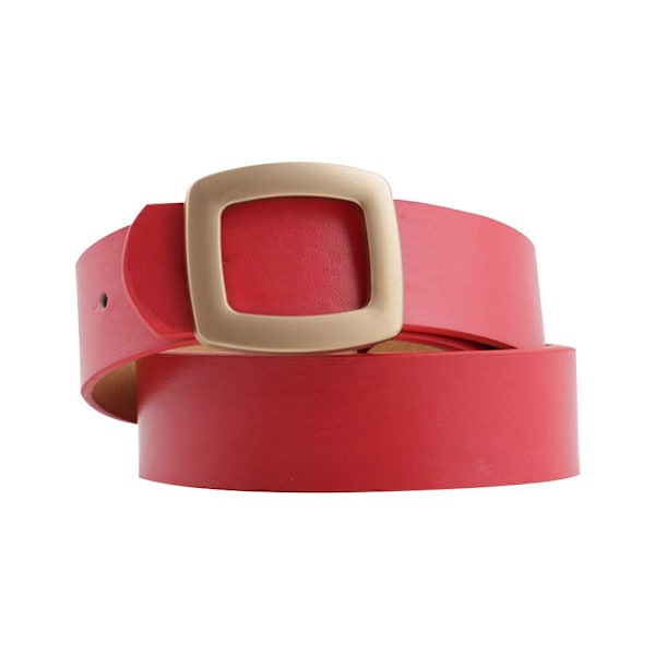 Läder brett bälte Guldnål Spänne Midjeband RÖD - high quality red