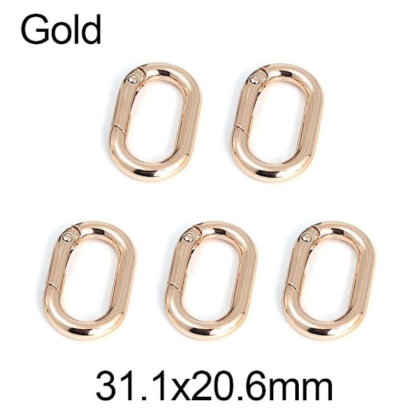 5 st fjäder ovala ringar Väska Bältesspännen GULD 31,1X20,6MM - on stock Gold 31.1x20.6mm