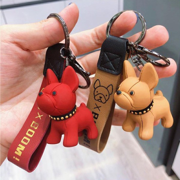 Bulldogg Nyckelring Handväska Nyckelringar Bilnycklar Hängsmycke röd - high quality red