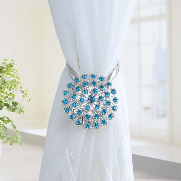 2st gardinbindningar Magnetisk strass inlagt bindningsspänne - spot sales Silver colorful