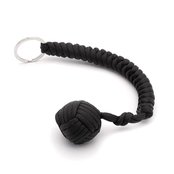 Nyckelring rep och metallboll - Självförsvar / överlevnad - spot sales black