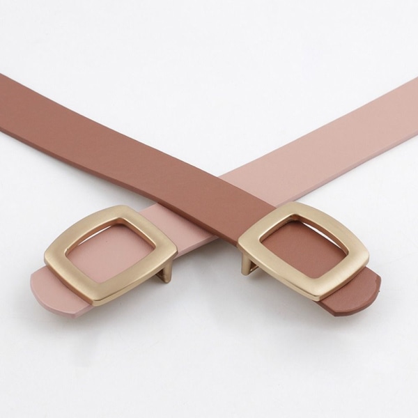 Läder brett bälte Guldnål Spänne Midjeband BEIGE - stock beige