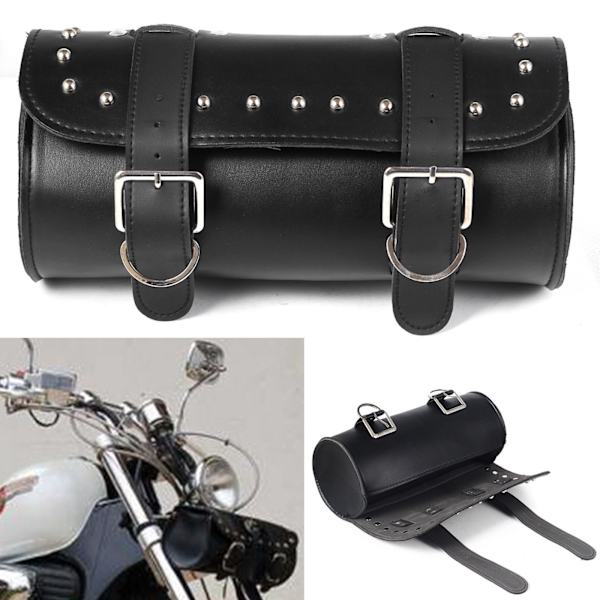 Roll Bag för Harley Motorcykel Scooter Front Forks Round Bar - high quality black 31cm*13cm*13cm