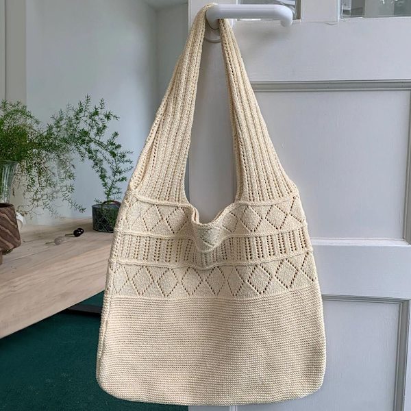 Damaxelväskor Virkad väska KHAKI - stock khaki