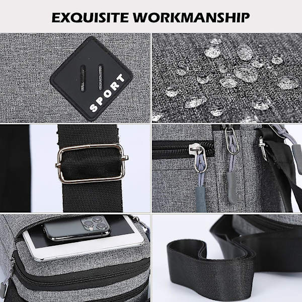 Sling Bag Crossbody Resväska Herr | Axelväska Herr Vattentät - Herr Messenger - high quality gray2