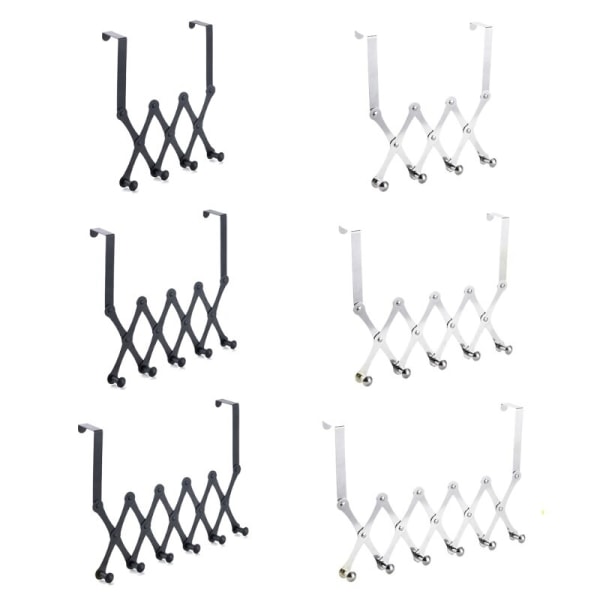 Infällbar dörr i rostfritt stål Bakre krok för badrumsförvaring - on stock black 5 hooks