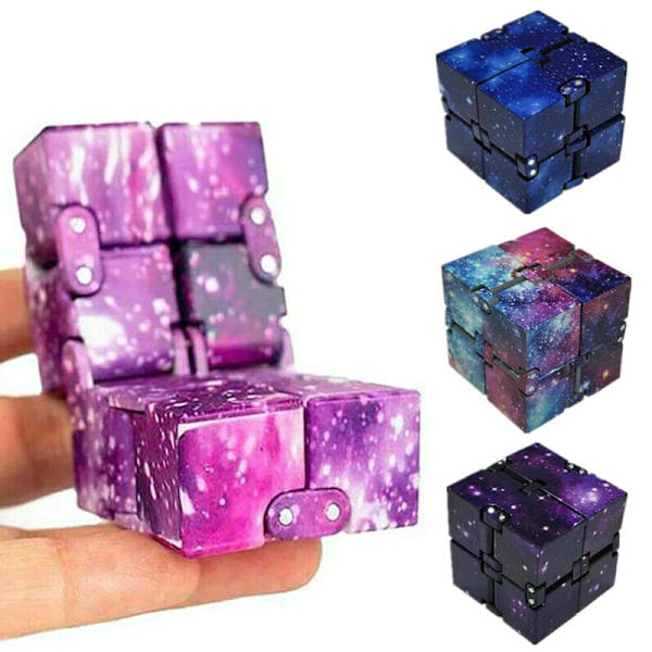 Finger Cube Magic Fidget Toy Game för barn Vuxen klassrumskontor - stock Blue Starry Sky