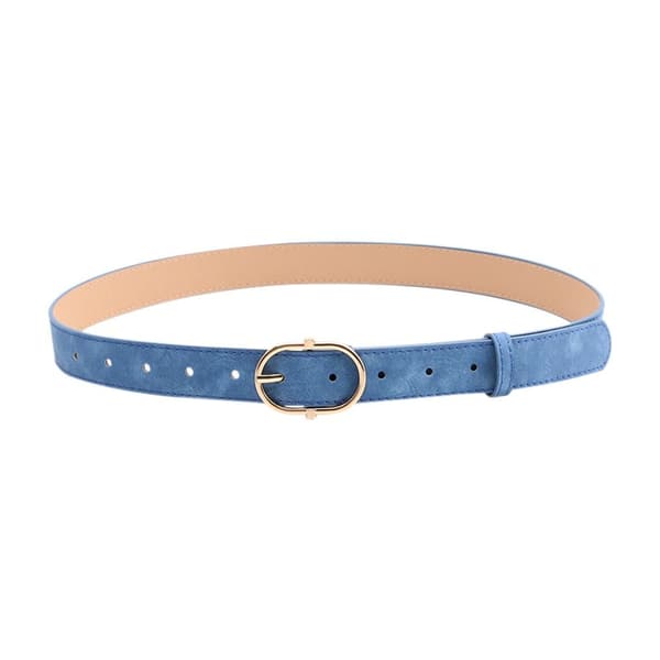 Matt läderbälte Guldspänne Midjeband BLÅT - high quality blue