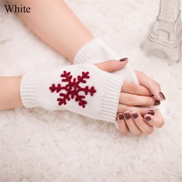 Stickade Handskar Half Finger Handskar VIT - high quality white