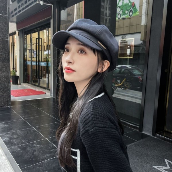 Octagonal Basker Hat Newsboy Hat BEIGE - high quality beige