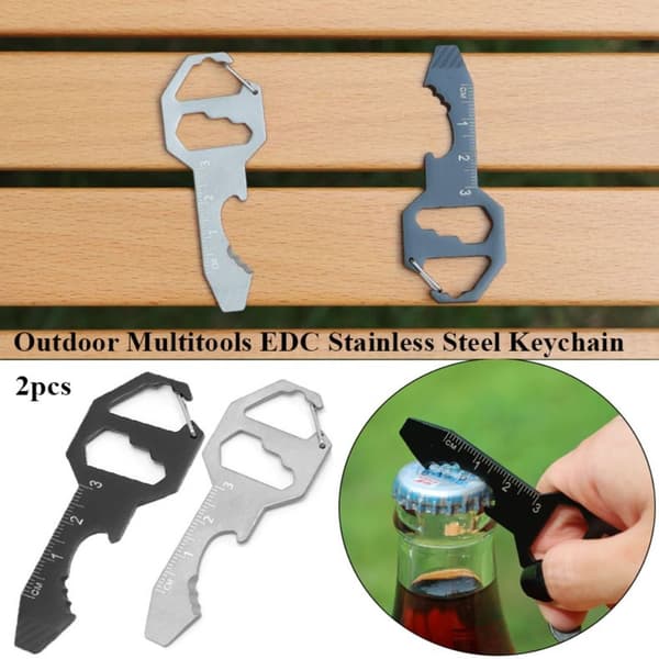 2kpl Outdoor Multitools EDC Key Ring SILVER - spot-myynti Silver