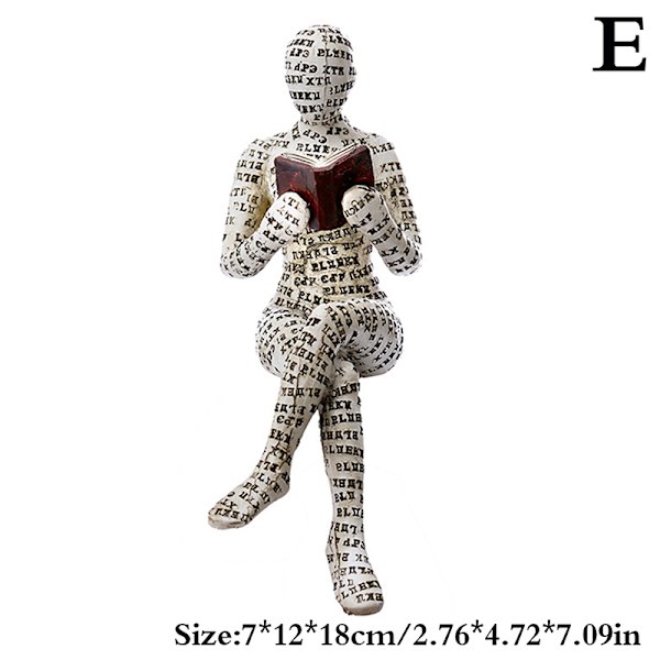 Nordic Modern Reading Woman Staty Resin Desktop Skulpturer - stock E