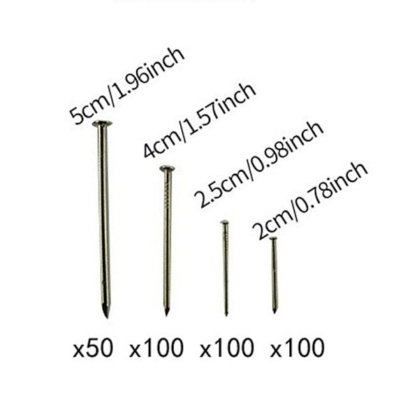 350st Naglar Sortiment Flat Head Nails Väggsticks Pins - spot försäljning