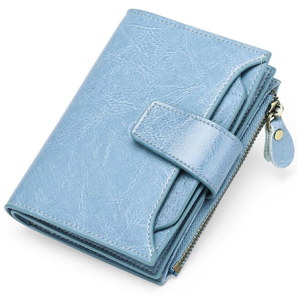 Röd liten plånbok för kvinnor Kompakt blockerande liten plånbok för kvinnor i äkta läder - stock blue