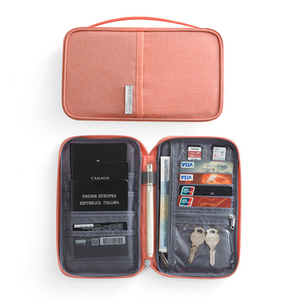 Familjens researrangör Passdokumenthållare RFID-kortficka Pink 21.5cm*12.5cm
