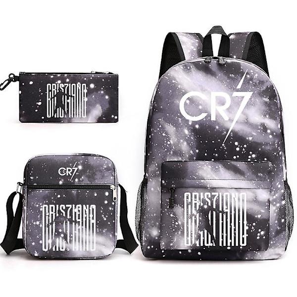 Muoti Cr7 3kpl Setit Reppu Mochila Uusi Opiskelija Kapasiteetti Koululaukut Kirjalaukku Matkalaukku - spot ale Only satchel Type 7