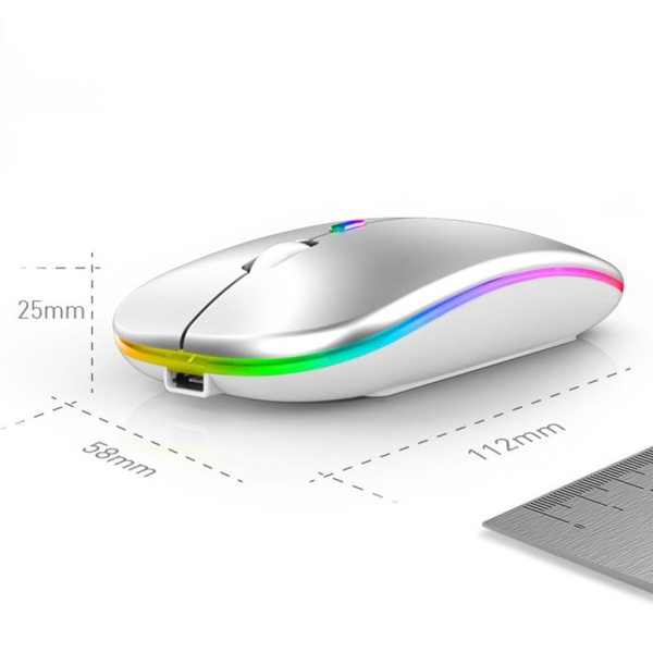 LED trådlös mus Uppladdningsbar Slim Silent Mouse 2.4G - on stock Black