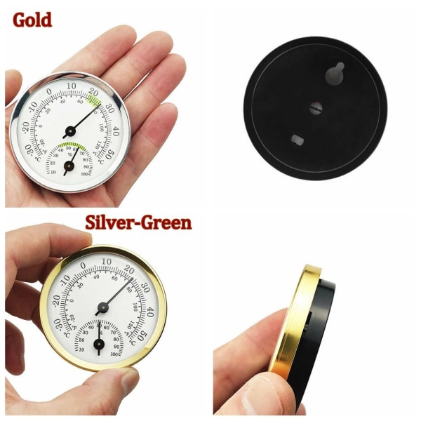 Termometer Hygrometer Fuktighetsmätare SILVER-GRÖN - spot försäljning Silver-Green
