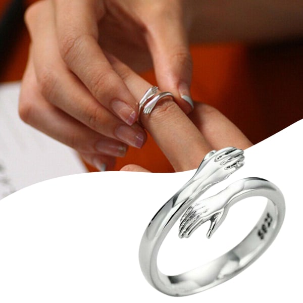 Kvinnor Silver Färg Kärlek Kram Ring Öppna Finger Justerbar - spot försäljning