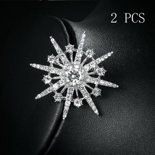 Brosch Gold Star Frozen Snowflake Star Art Style Crystal - spot försäljning Silver