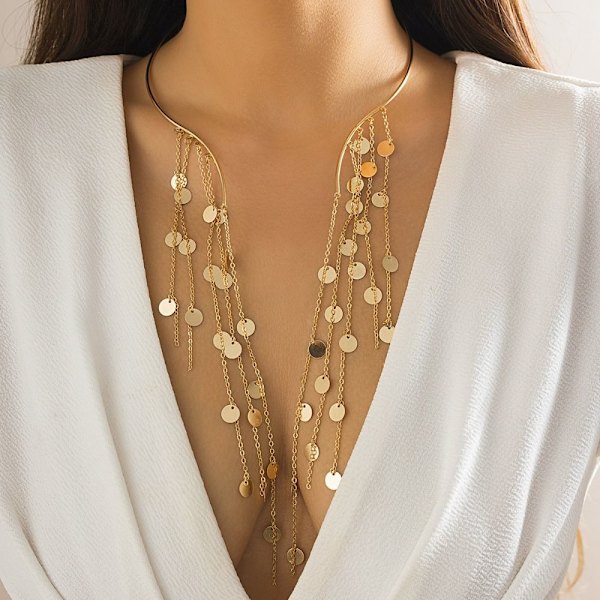 Riipus kaulakoru Torques Choker kaulakoru GOLD TASSELS GOLD - varastossa gold tassels