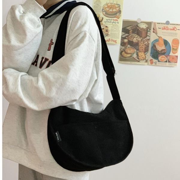 Axelremsväska i canvas Crossbody-väska SVART - spot sales black