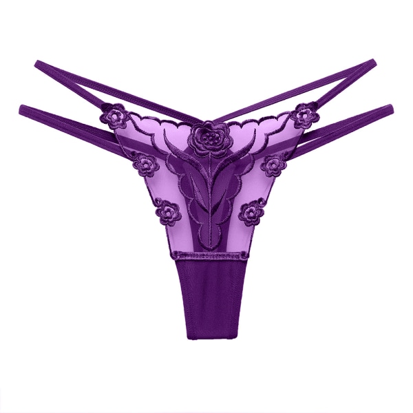 Naisten seksikkäät brodeeratut pikkuhousut G-string alusvaatteet - Stock Purple