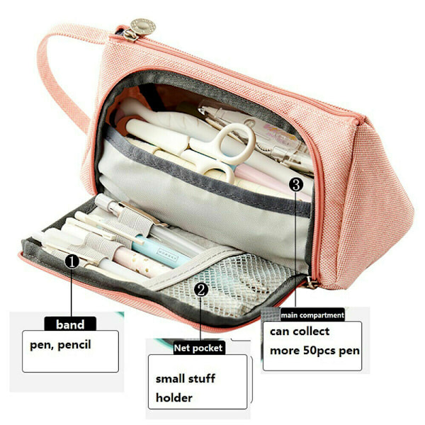 Suuri penaalikotelo Case Pouch Makeup Kosmetiikkalaukut Järjestäjä - varastossa Rutig 21x11.5cm
