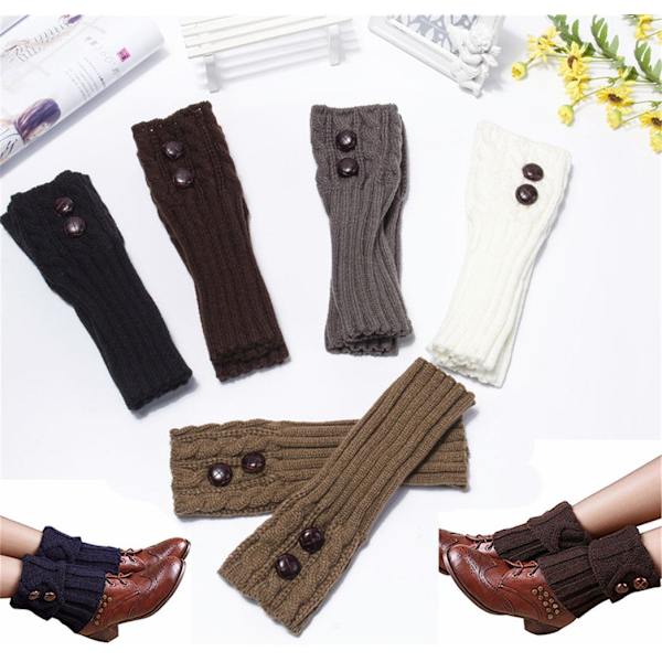 Benvärmare strumpor Knähöga Virkade Leggings KAFFE - on stock