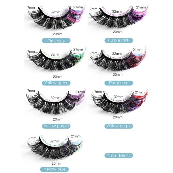 Colored Lashes Mink Lashes Luonnolliset tekoripset - spot-ale Color-Mix14