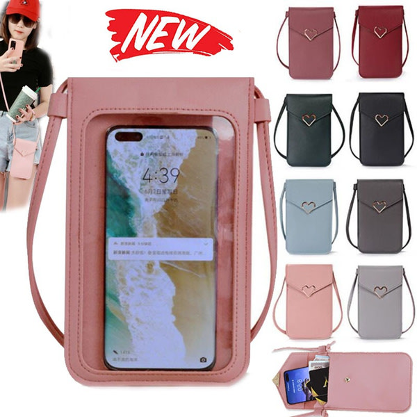 8 färger pekskärm telefon plånbok kvinnor väskor - stock DarkPink
