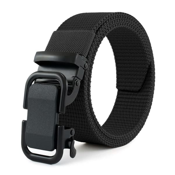 Nylon flätat bälte Automatiskt spänne midjeband SVART - high quality