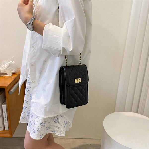 Messenger Bag Dam Axelväska Mode Mini Chain Telefonväska - on stock Svart