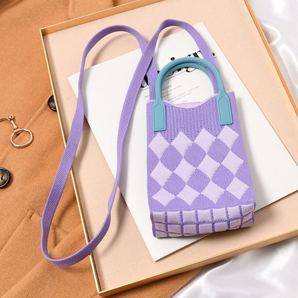 Kedjeaxel Crossbody-väska Stickad handväska för kvinnor LILA - on stock purple