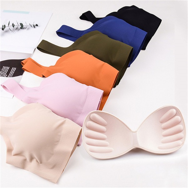 BH Sömlös väst BH:ar Push Up Underkläder Sovtopp med bröst P - spot försäljning Pink L