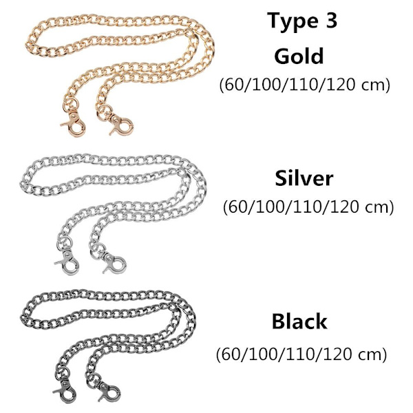 Väska kedja axelremsremmar SVART 120 CMTYPE 1 TYPE 1 - high quality Black 120 cmType 1-Type 1