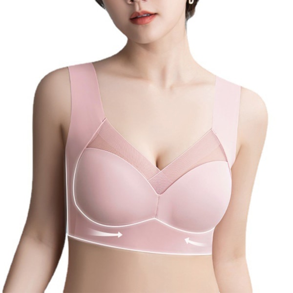Damkomfort Mjuk Seamless Push Up BH Shapewear Underkläder Topp - spot sales pink 3XL