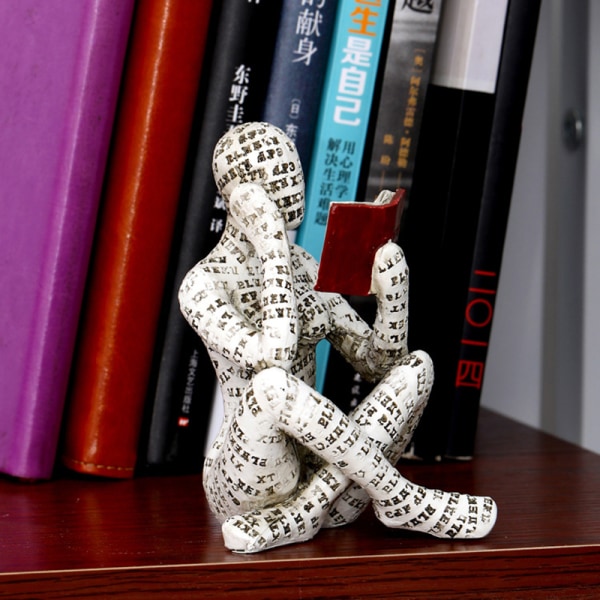 Nordic Modern Reading Woman Statue Resin Desktop Sculptures - varastossa F