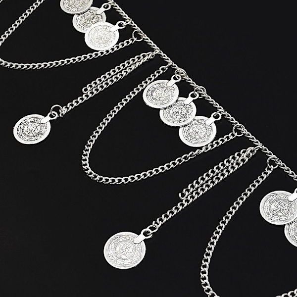 Metalliketju Vyö Kolikko Tupsu riipus Vyötärönauha SILVER A - spot ale Silver A
