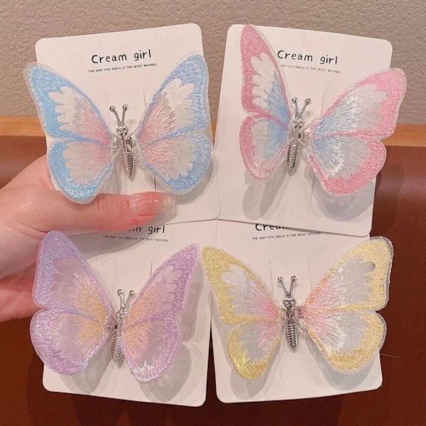 Butterfly Hårklämmor Double Layer Butterfly Clip ROSA - stock pink