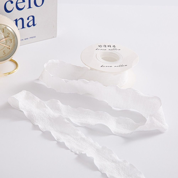10Yards Skrynkligt bomullsband Linfrö VIT - high quality White